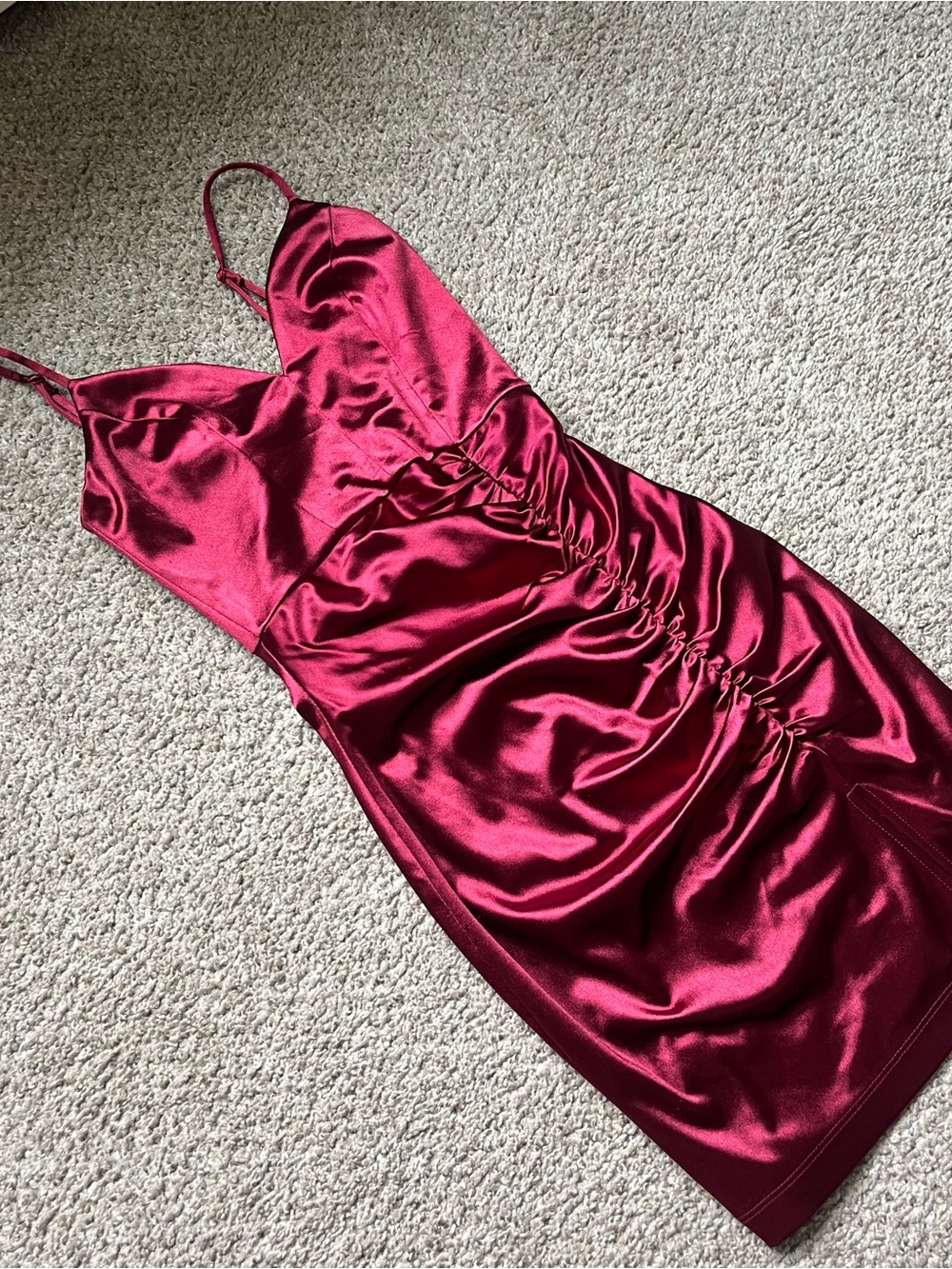 Emerald Sundae Burgundy Satin Homecoming Dress